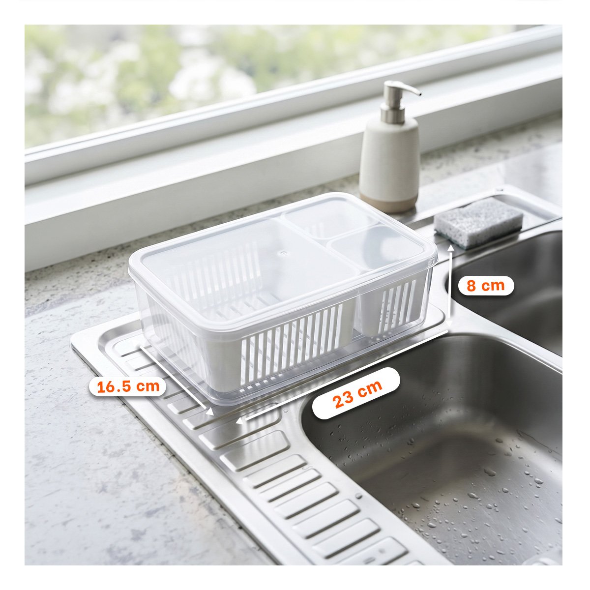 PACK2 ORGANIZADOR TRANSPARENTE DE COCINA CON BANDEJAS ESCURRIDORAS YREGALO STICKER - 3