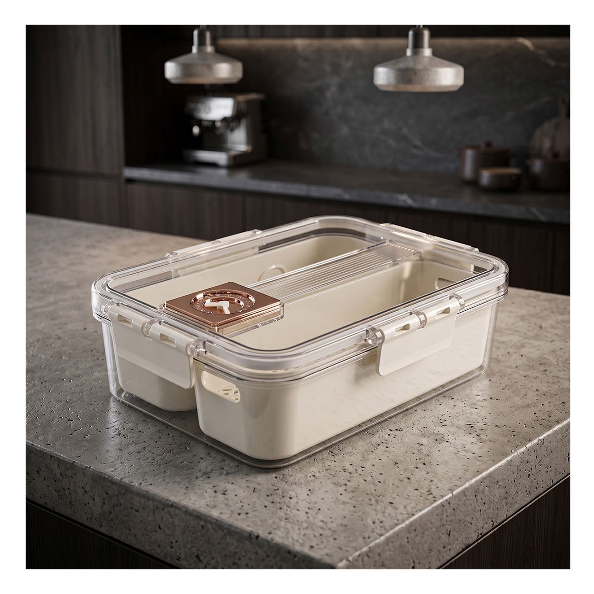 PACK4 CONTENEDOR DE 2 BANDEJAS PARA ESCURRIR FRUTAS Y ALIMENTOS EN COCINA 24X17X7CM - 2