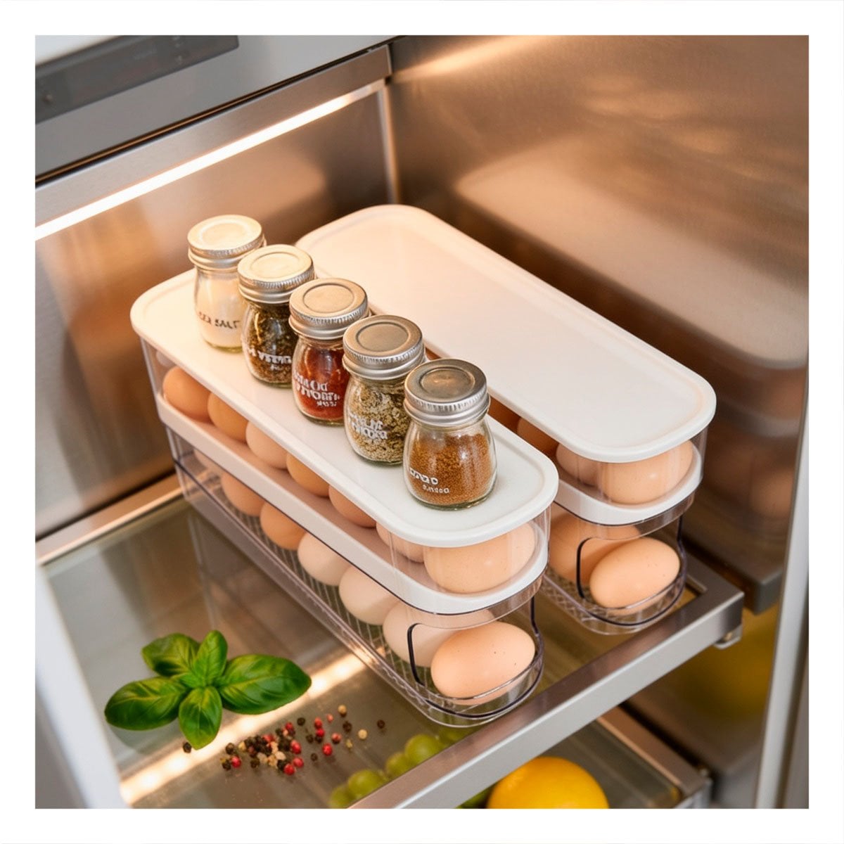 PACK6 DISPENSADOR 2 NIVELES DE HUEVOS BLANCO PARA USO EN COCINA YPAPEL REGALO - 2
