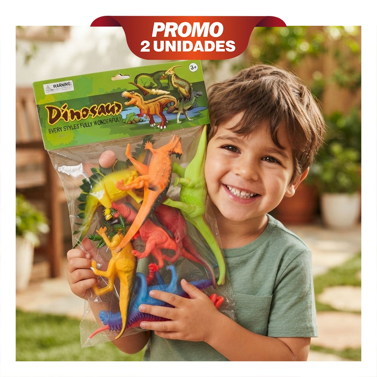 PACK2 DINOSAURIOS CHIRRIANTE MULTICOLOR PARA NINOS CON 4 ACCESORIOS Y 8 PIEZAS YREGALO STICKER - 1
