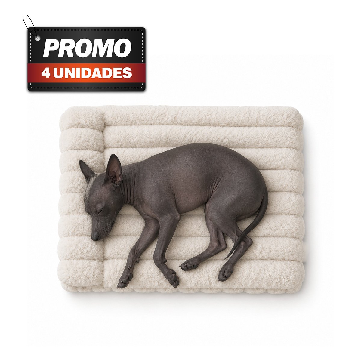 PACK4 COLCHONETA RECTANGULAR CON ALMOHADA A RAYAS PARA MASCOTAS EN CASA CREMA YPAPEL REGALO - 1