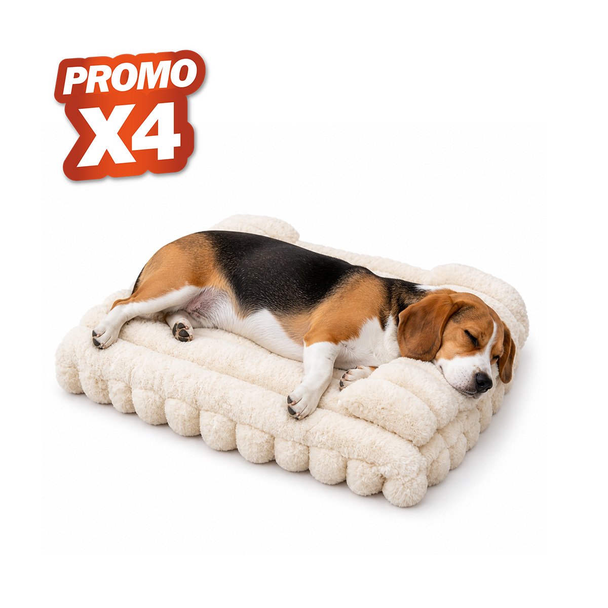PACK4 MOISES RECTANGULAR CON ALMOHADA A RAYAS PARA MASCOTAS SUAVE CREMA YREGALO STICKER - 1