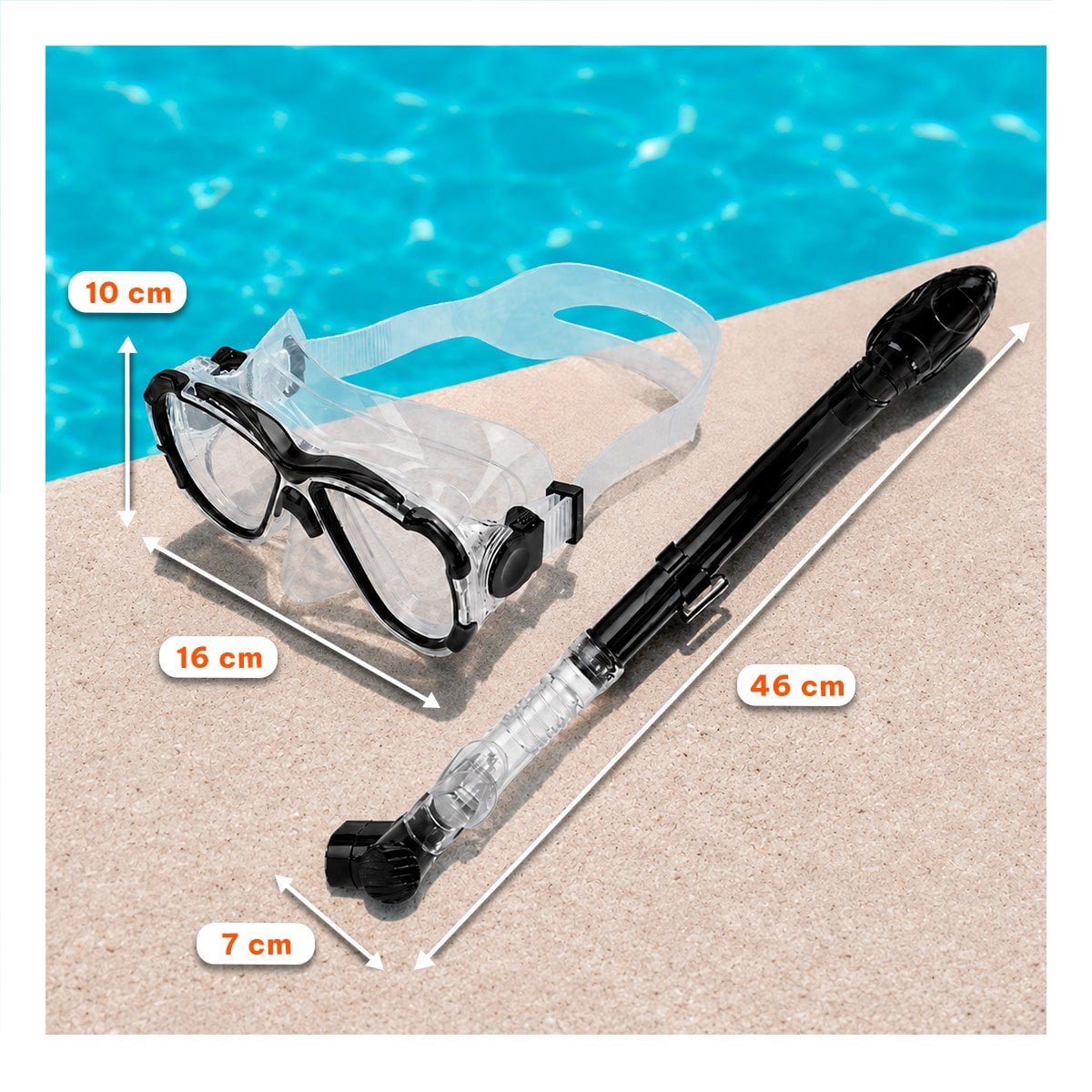 EQUIPO DE BUCEO 2 PIEZAS MASCARILLA Y SNORKEL TRANSPARENTE PARA NATACION Y REGALO STICKER - 2