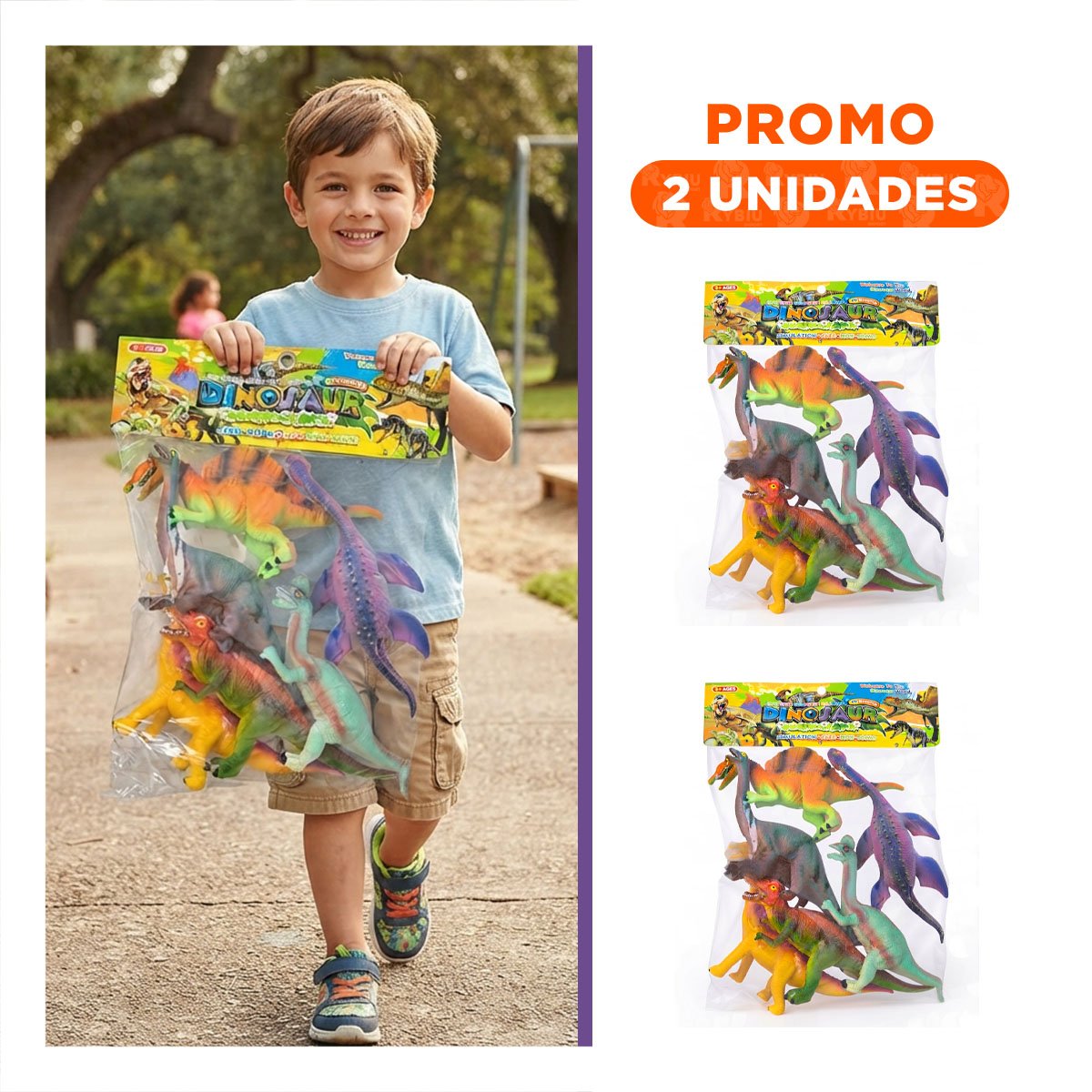 PACK2 CONJUNTO DINO CHIRRIANTE MULTICOLOR PARA JUGAR CON 6 PIEZAS Y 2 HUEVOS - 1