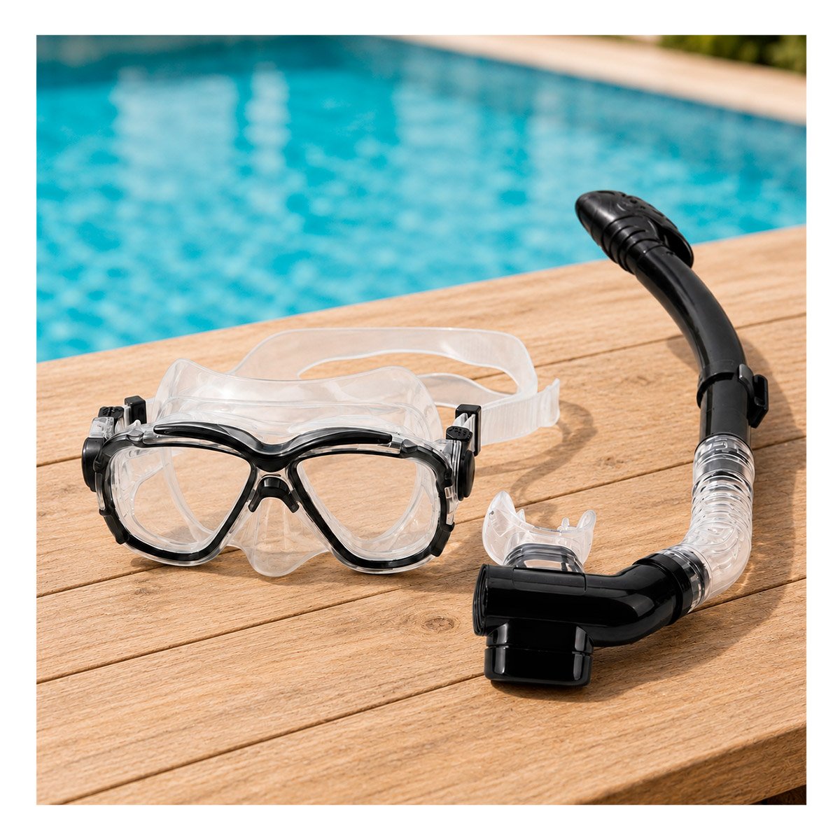 PACK6 PACK DE BUCEO DE 2 PIEZAS MASCARA Y SNORKEL TRANSPARENTE Y NEGRO PARA PLAYAS - 2