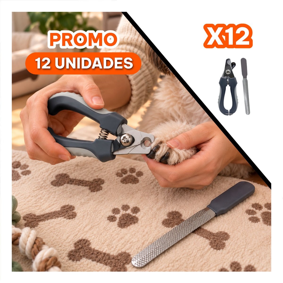 PACK12 CORTADOR GRANDE PLOMO PARA MASCOTAS CON CORTE PRECISO Y USO COMODO - 1
