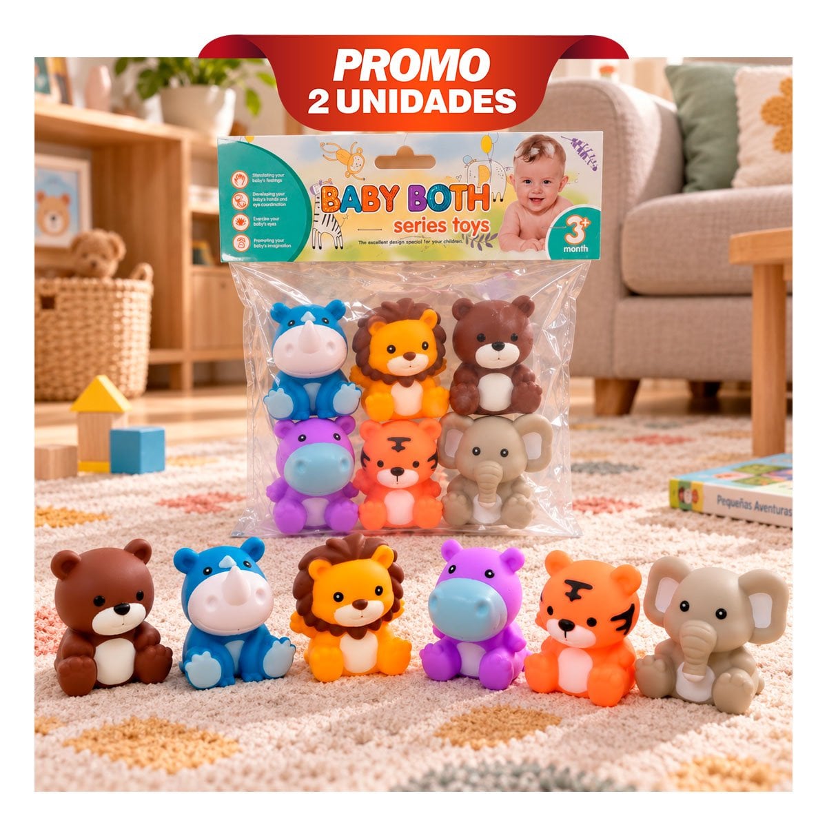 PACK2 KIT BOLSA CON CRIATURAS SILVESTRES DE 6 FIGURAS SONORAS PARA LA DIVERSION YREGALO STICKER - 1