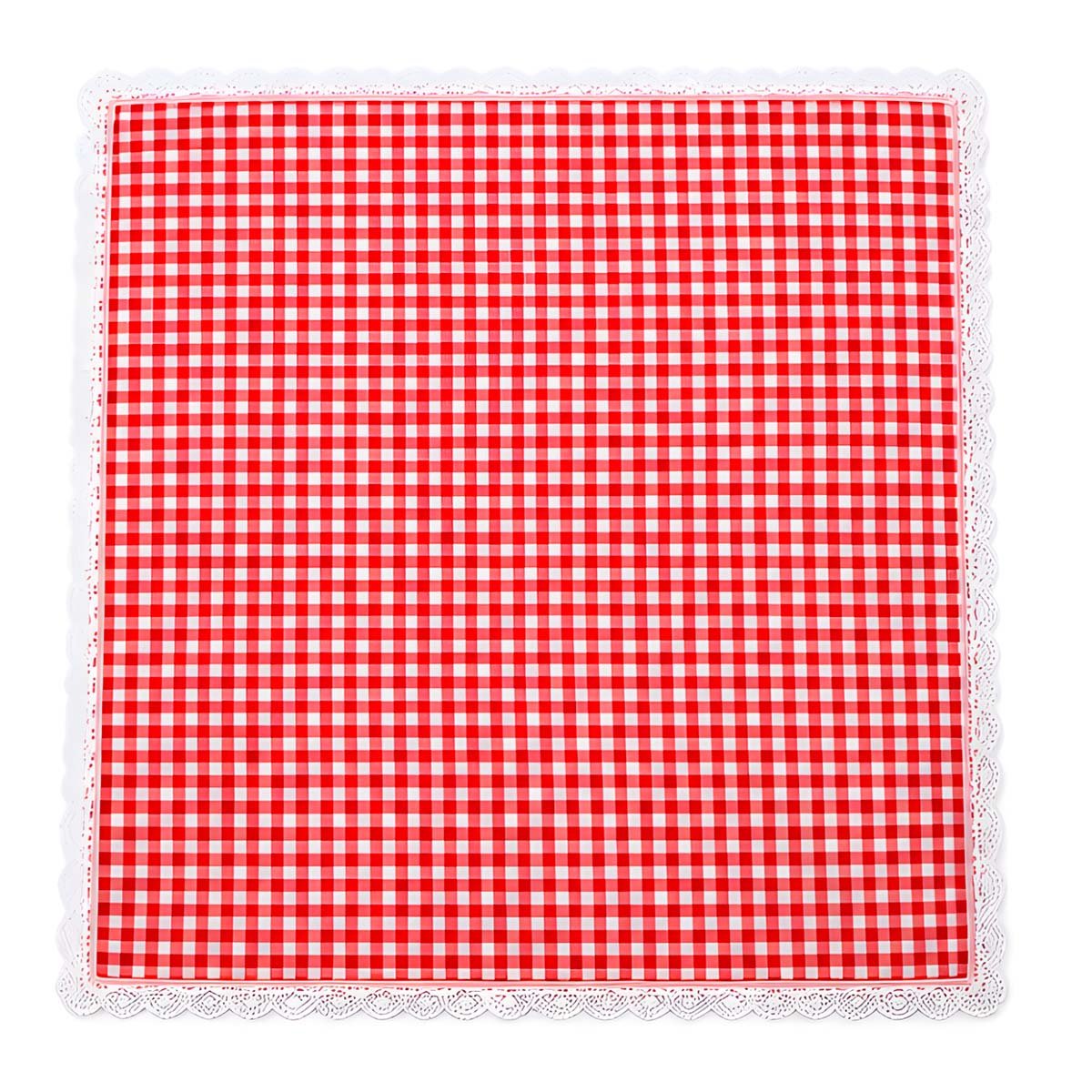 CUBIERTA PICNIC CON BORDE DE ENCAJE PARA JARDIN Y PARQUE PRACTICA ROJO Y BLANCO Y STICKY - 1