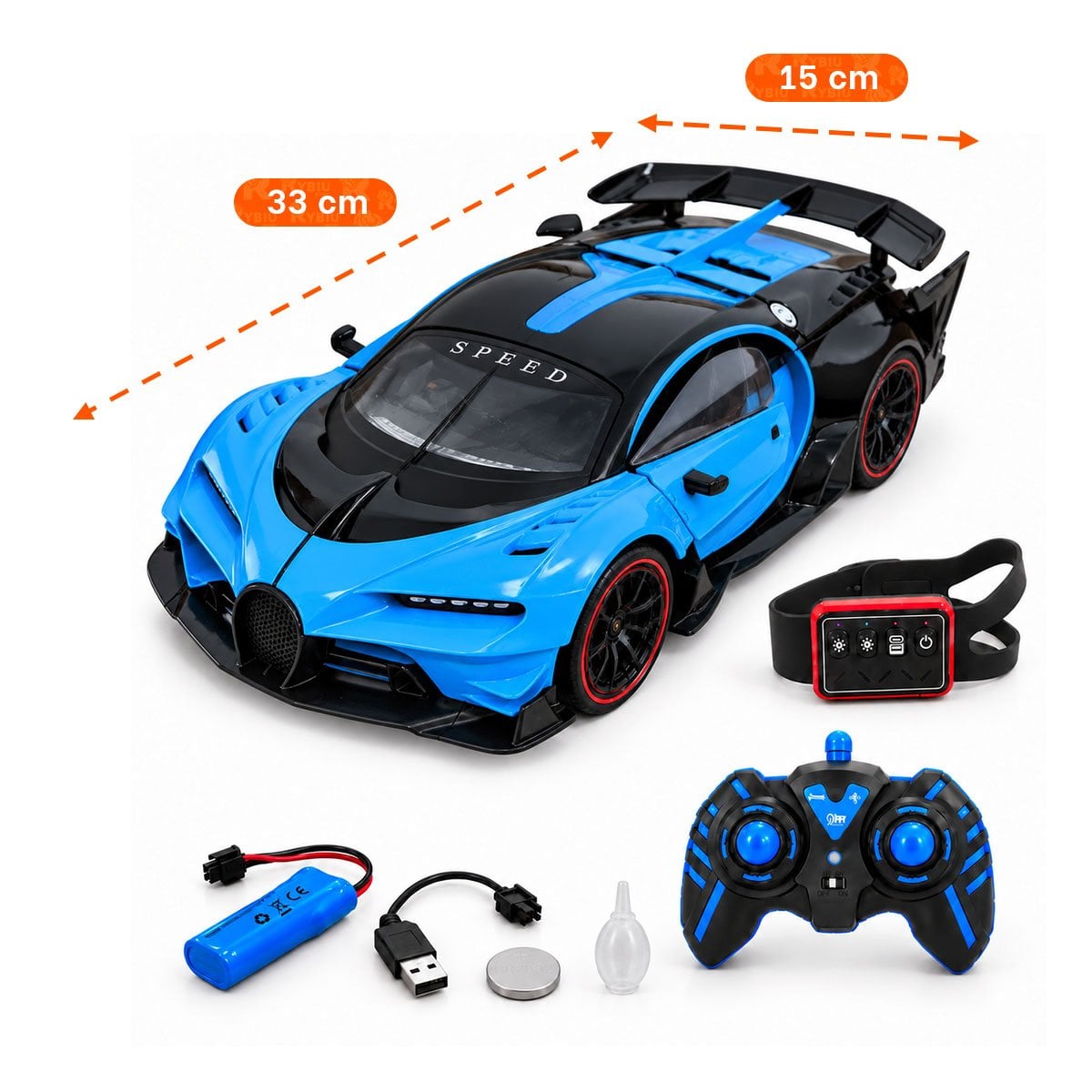 PACK2 CARRO A CONTROL REMOTO Y RELOJ SENSOR DE MOVIMIENTO PARA NINO COLOR AZUL YPAPEL REGALO - 4