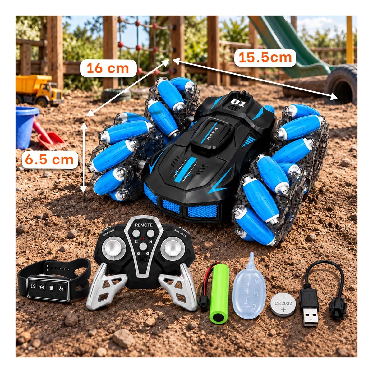 PACK4 MOVIL ACROBATICO CON CONTROL REMOTO Y RELOJ CONTROL PARA NINOS CON LUCES YREGALO STICKER - 3