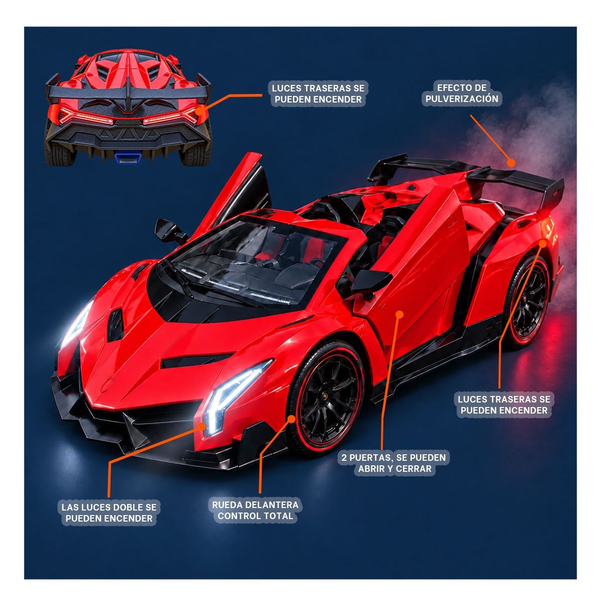 CARRO A CONTROL REMOTO CON RELOJ DE PULSERA PARA NINOS DE JUGUETE DE VELOCIDAD EN ROJO - 4