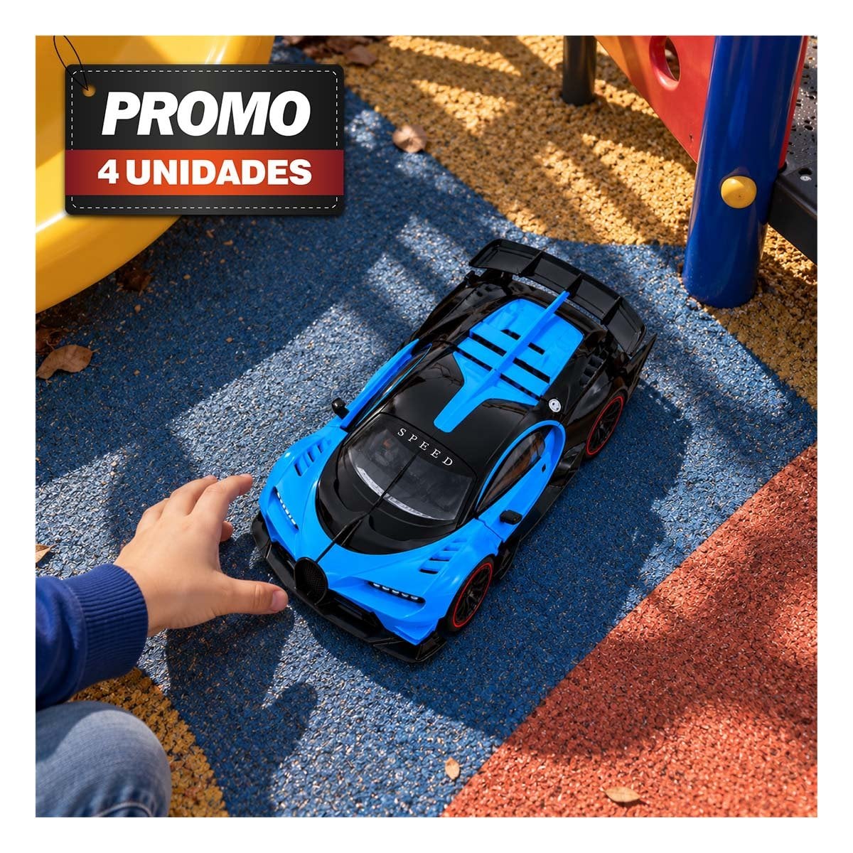 PACK4 CARRITO A CONTROL REMOTO Y RELOJ DE PULSERA INFANTIL COLOR AZUL PARA NINOS YPAPEL REGALO - 1