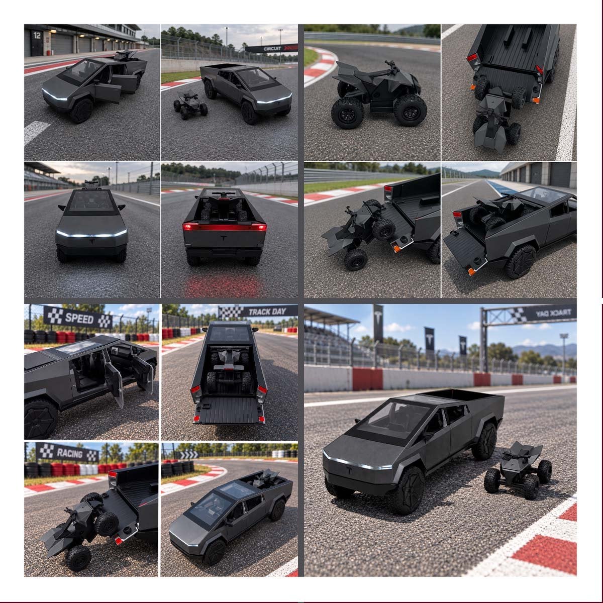 CARRO CYBERTRUCK A CONTROL REMOTO RECARGABLE PARA NINOS PLOMO OSCURO Y PAPEL REGALO - 3