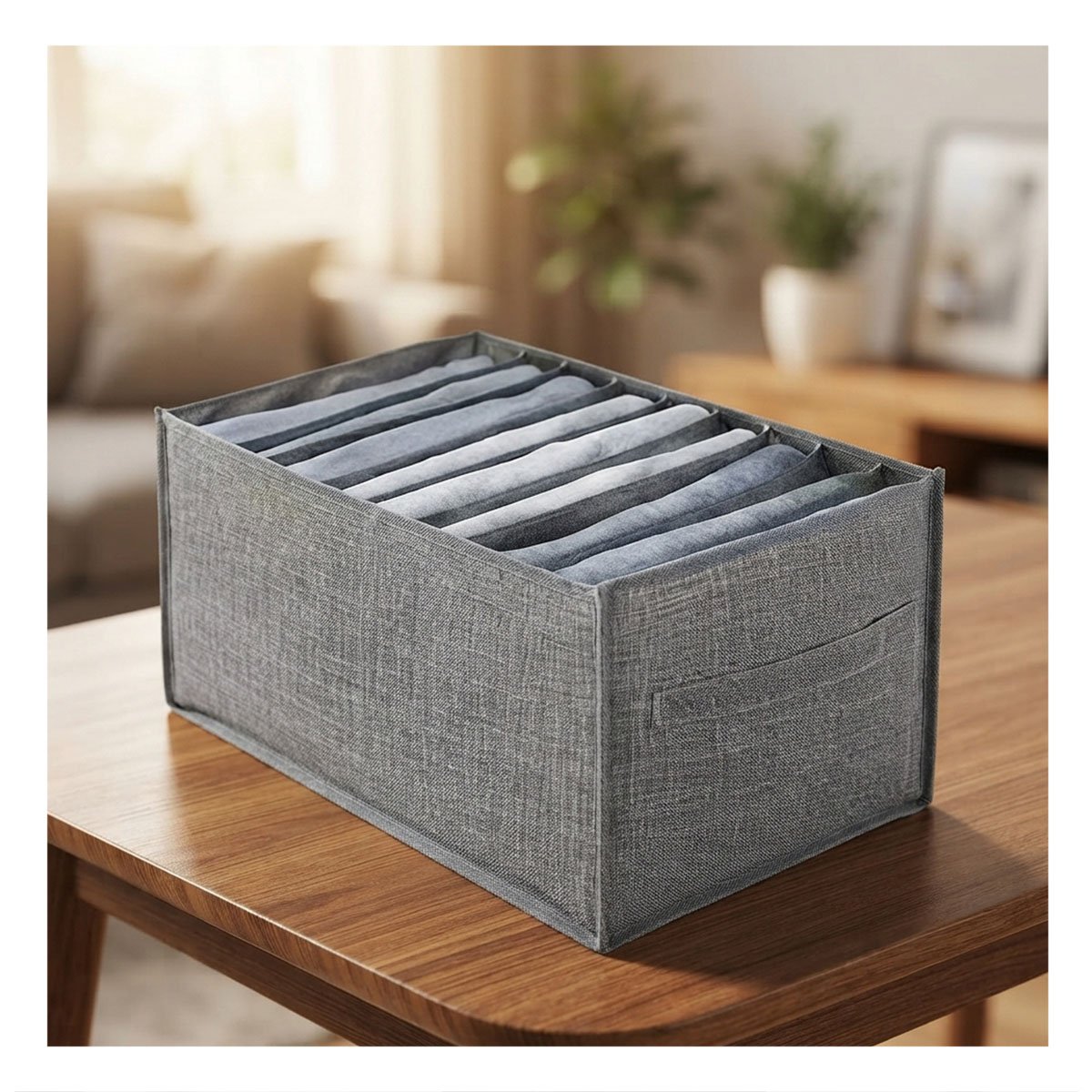 COMPARTIMENTO ORGANIZADOR DE TELA CON ESPACIOS PARA ROPA Y CASA PLOMO Y LIGAS REGALO - 1