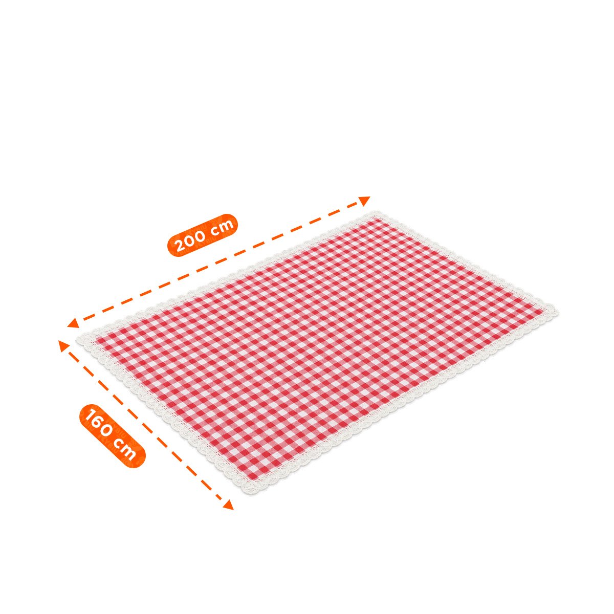 COBIJA PICNIC CON BORDE DE ENCAJE PARA PARQUE Y JARDIN PRACTICA ROJO Y BLANCO - 2