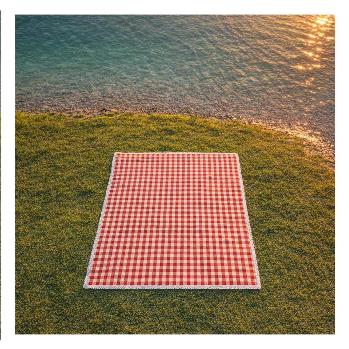 PACK4 LONA PICNIC CON BORDE DE ENCAJE PARA COMPARTIR EN FAMILIA ROJO Y BLANCO - 2
