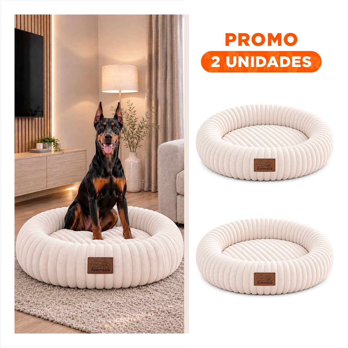 PACK2 ASIENTO ACOLCHADO DONA EN RAYAS CREMA PARA PERROS Y GATOS DE USO EN HOGAR YREGALO STICKER - 1