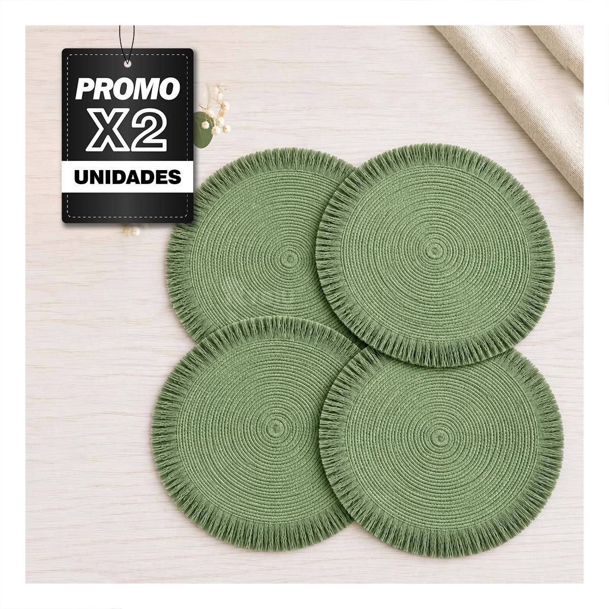 PACK2 SOBREMESA ELEGANTE CIRCULAR PARA DECORAR VERDE YPAPEL REGALO - 1