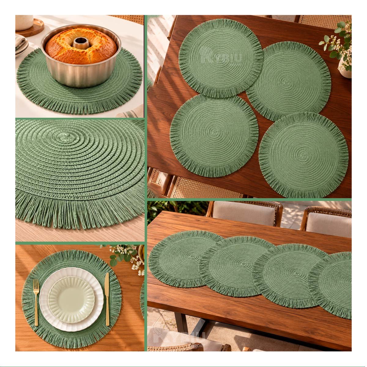 PACK2 SOBREMESA ELEGANTE CIRCULAR PARA DECORAR VERDE YPAPEL REGALO - 3