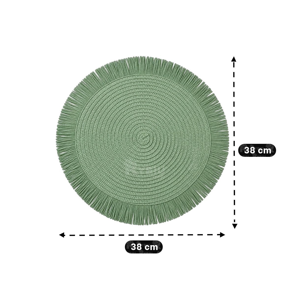 KIT 4 INDIVIDUAL TEJIDO CON FLECOS DECORATIVO VERDE Y STICKY - 2