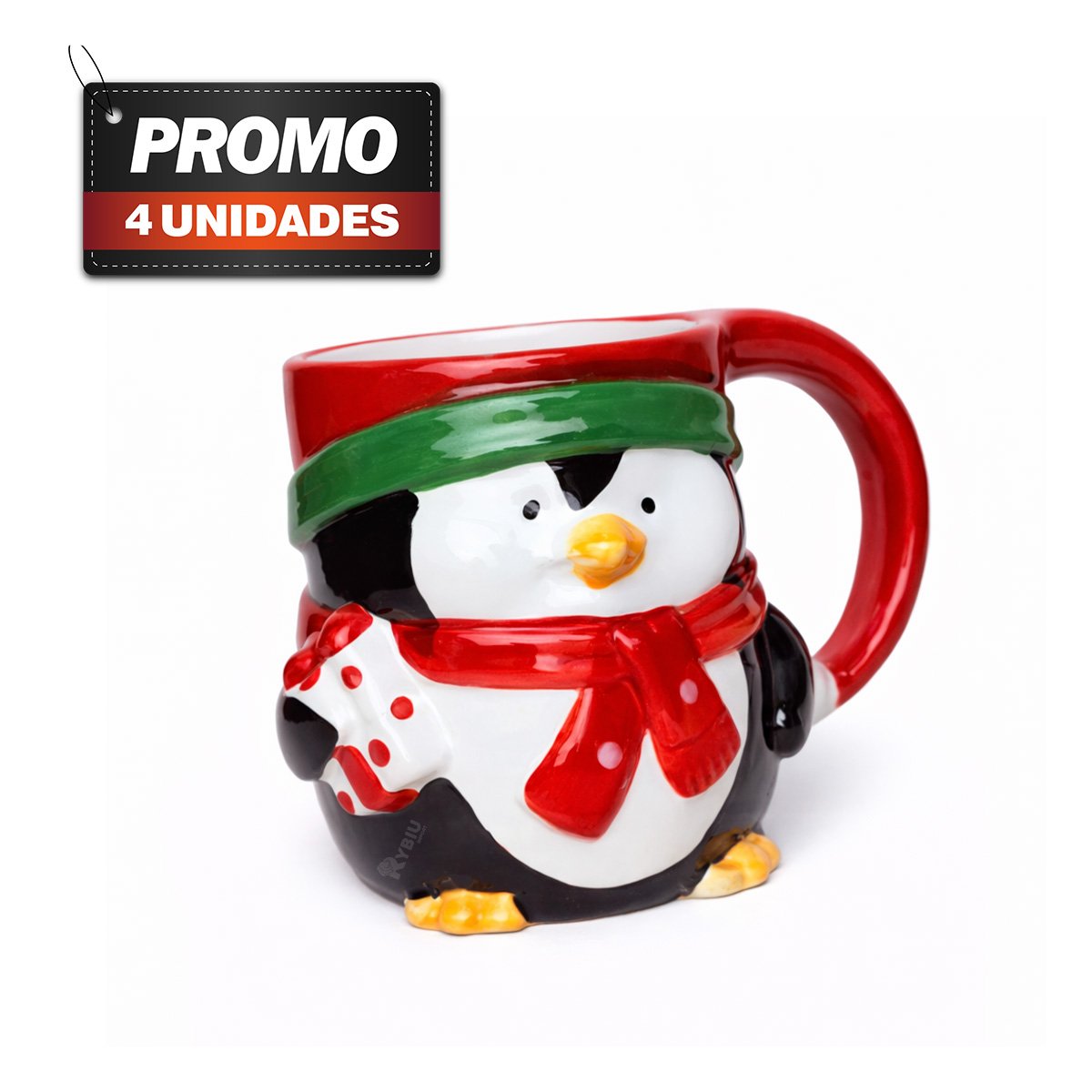 PACK4 TAZA DE PINGUINO PARA NAVIDAD NEGRO - 1