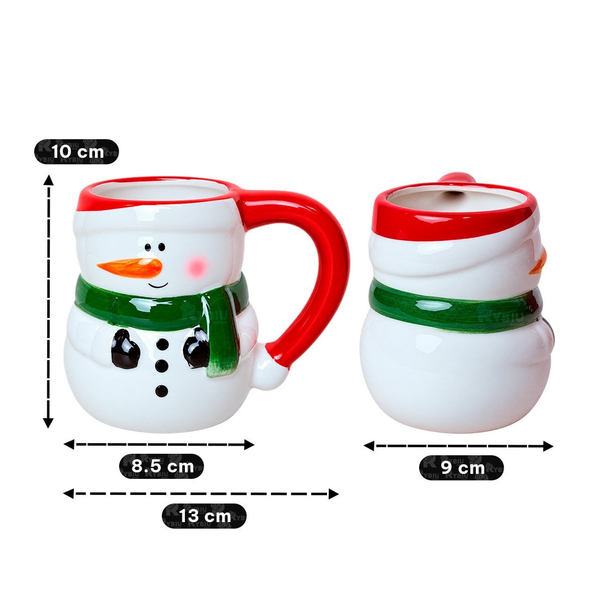 PACK4 MUG CON FORMA DE MUÑECO DE NIEVE PARA NAVIDAD BLANCO YPAPEL REGALO - 4