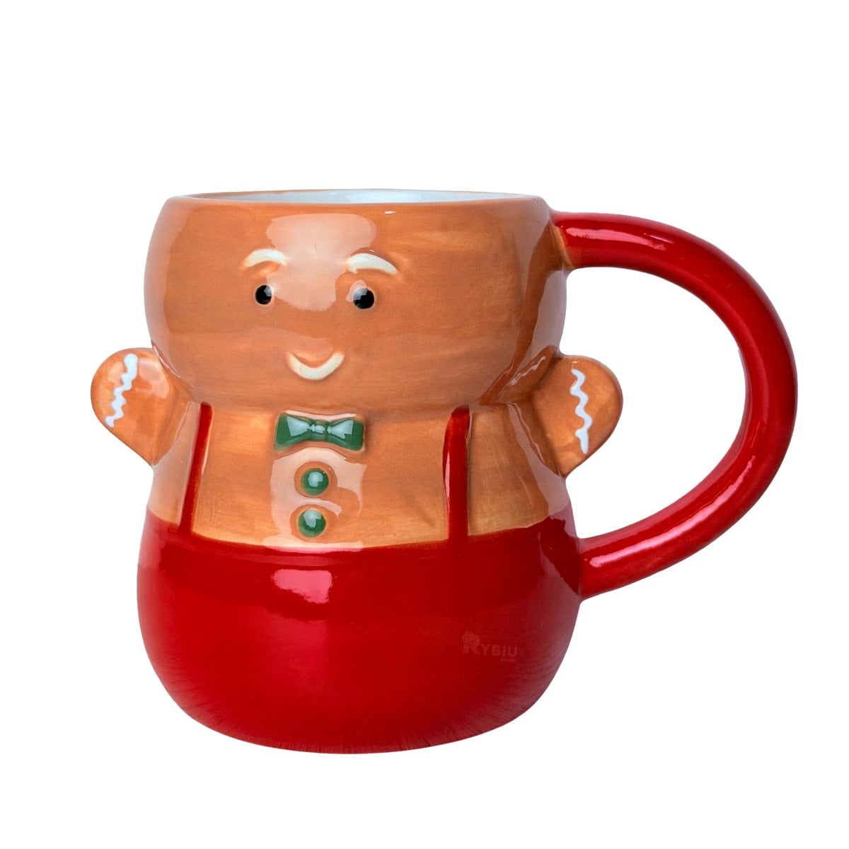 CUP DE MUÑECO DE GALLETA CON CORBATIN PARA NAVIDAD MOSTAZA Y STICKY - 1