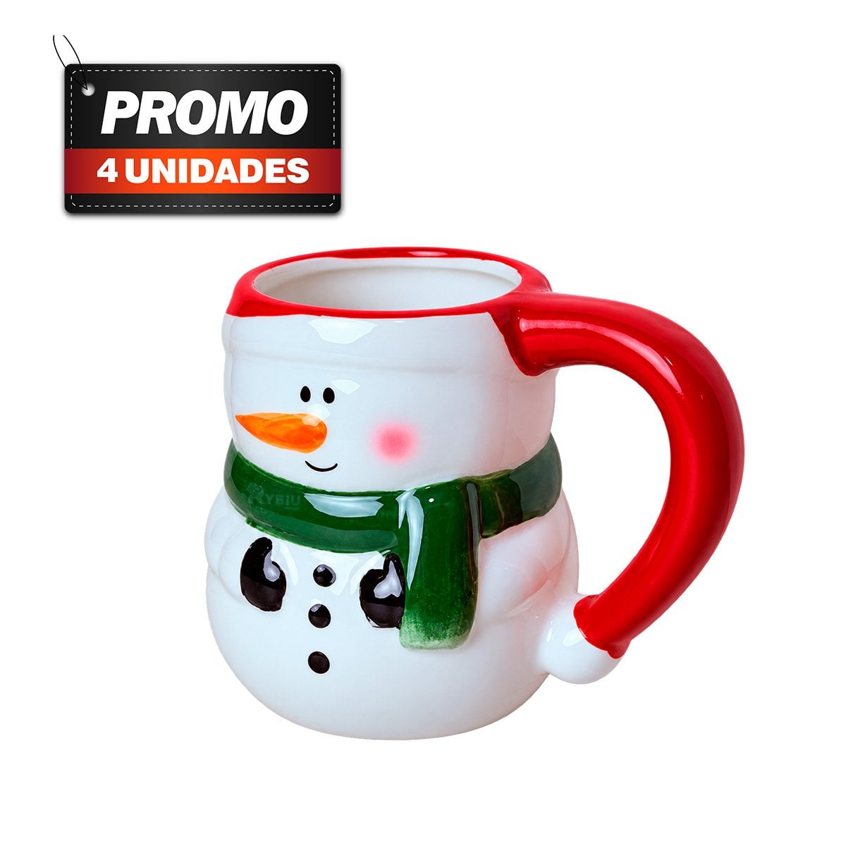 PACK4 TAZA DE MUÑECO DE NIEVE PARA NAVIDAD BLANCO - 1