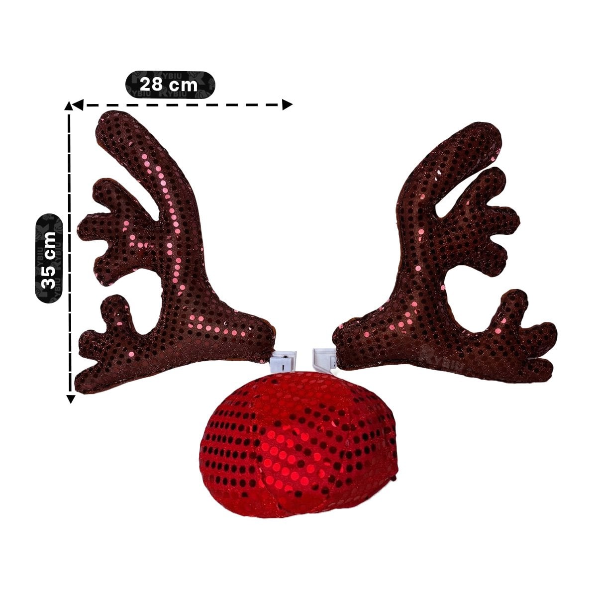 PACK4 ACCESORIO PARA VEHICULO CON CUERNOS DE RENO MARRON Y NARIZ DE CASA - 3