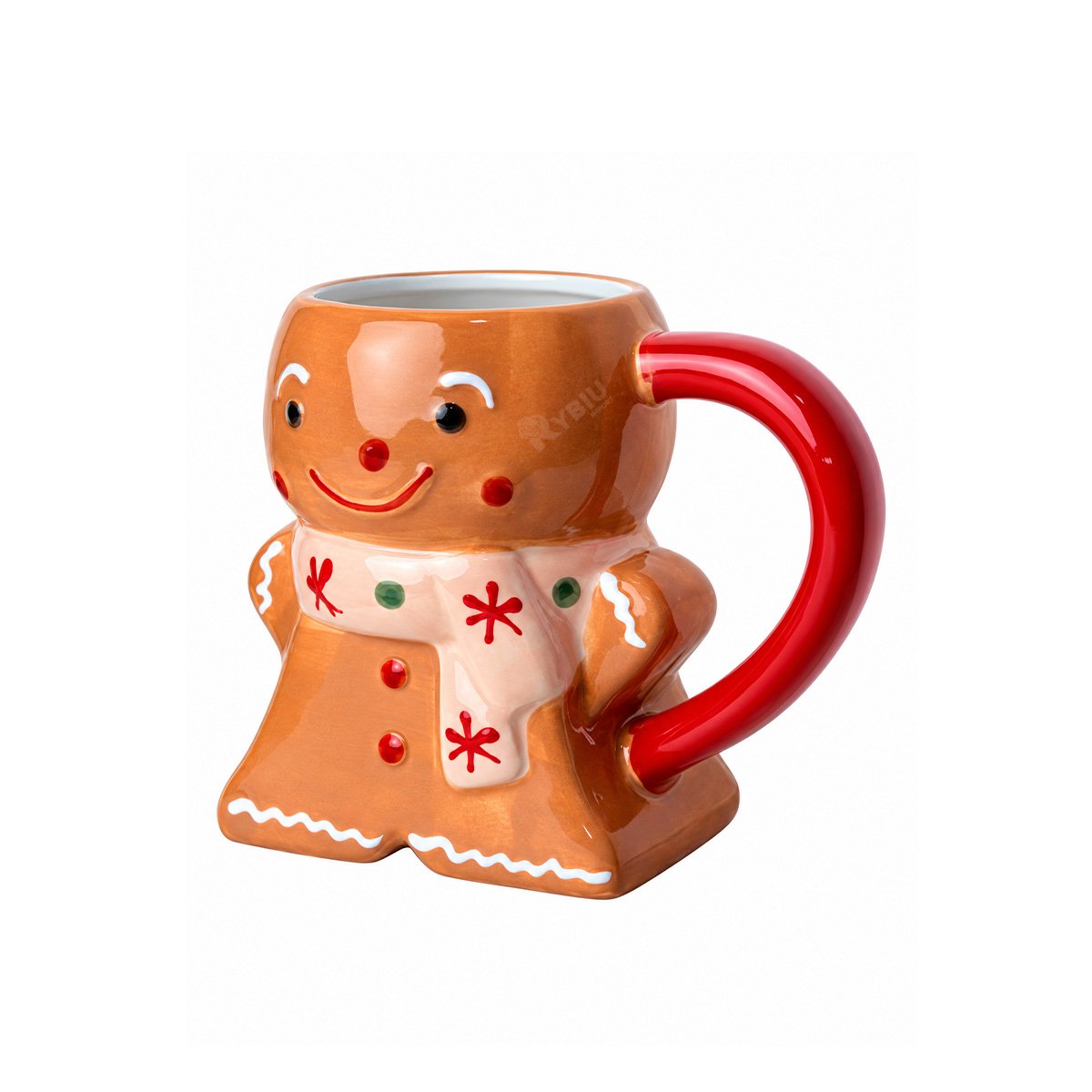 CUP DE MUÑECO DE GALLETA CON CHALINA PARA NAVIDAD MOSTAZA Y STICKY - 1