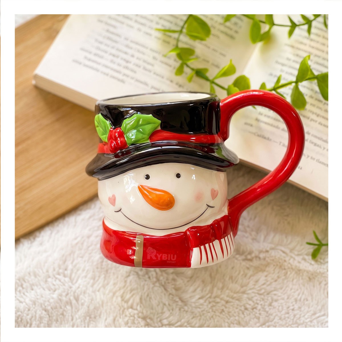 CUP CON FORMA DE CABEZA DE MUÑECO DE NIEVE PARA NAVIDAD BLANCO - 1