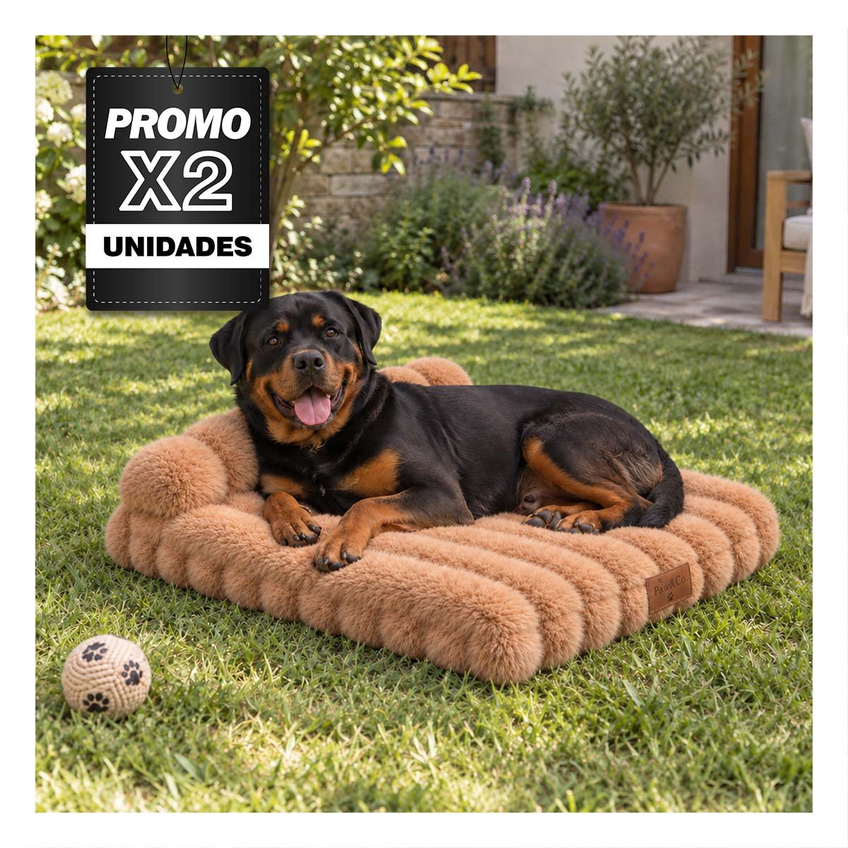 PACK2 COJIN RECTANGULAR CON ALMOHADA EN RAYAS MARRON PARA PERROS DE USO COMODOS YPAPEL REGALO - 1