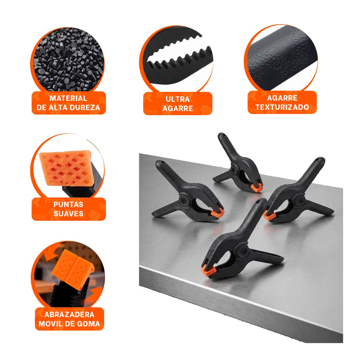 KIT DE 4 GANCHOS 4' PARA SUJECION CON RESORTE NEGRO Y PAPEL REGALO - 4