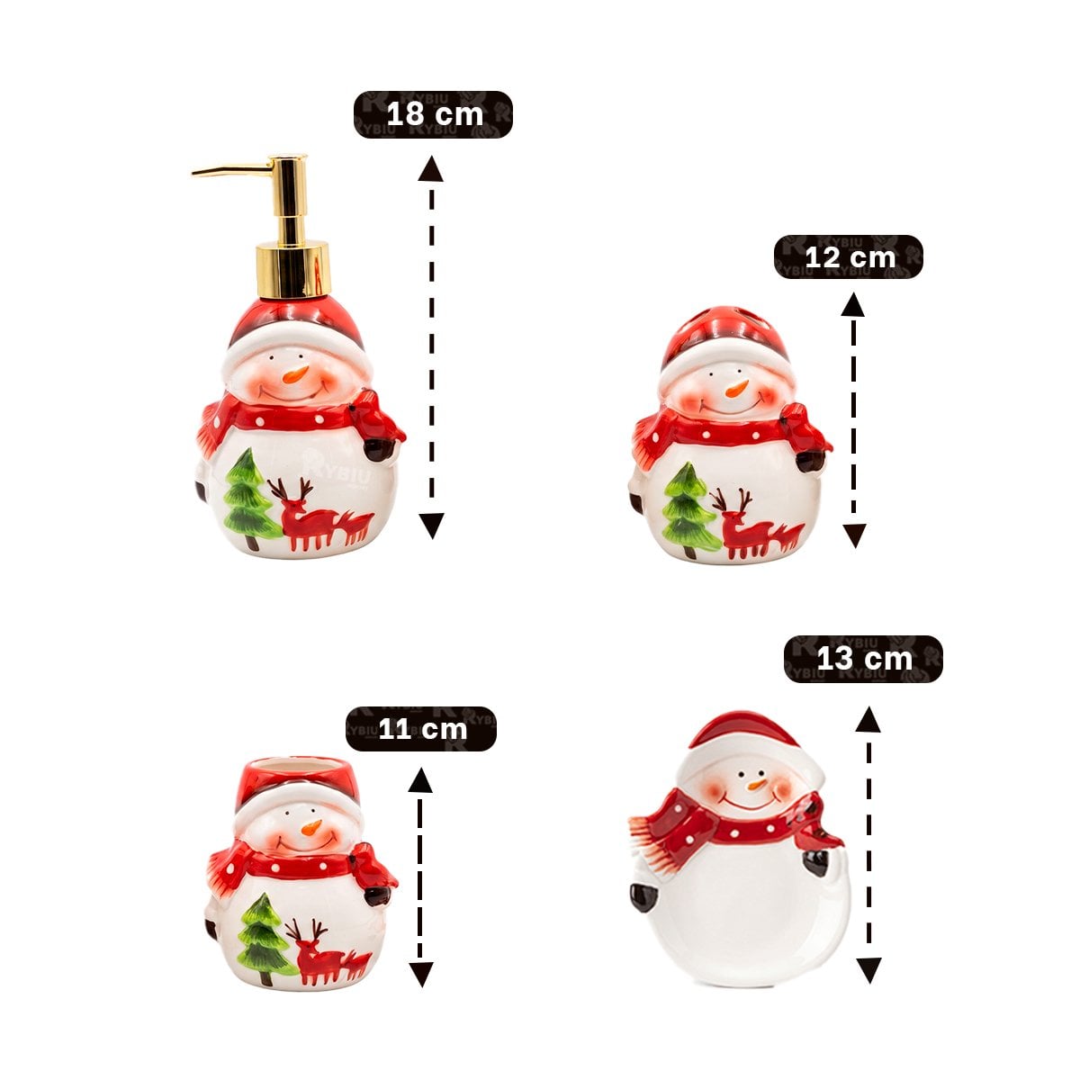 SET DE LAVABO EN FORMA DEMUNECO DE NIEVE 4 PIEZAS ROJO - 2