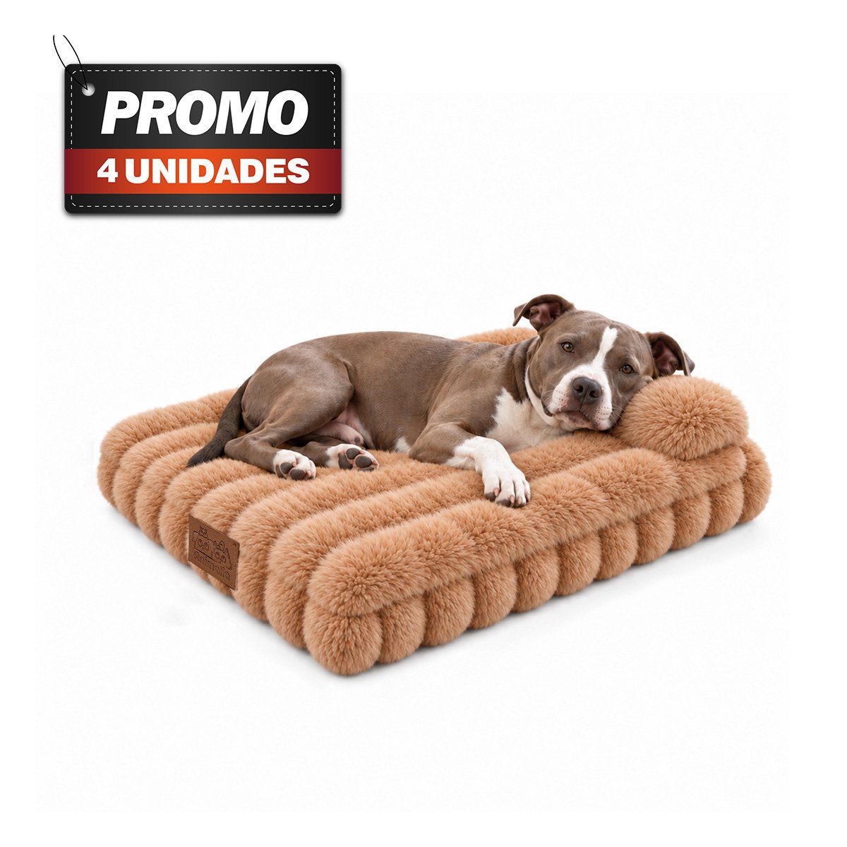 PACK4 NIDO RECTANGULAR CON ALMOHADA EN RAYAS MARRON PARA MASCOTAS Y USO ELEGANTE YPAPEL REGALO - 1