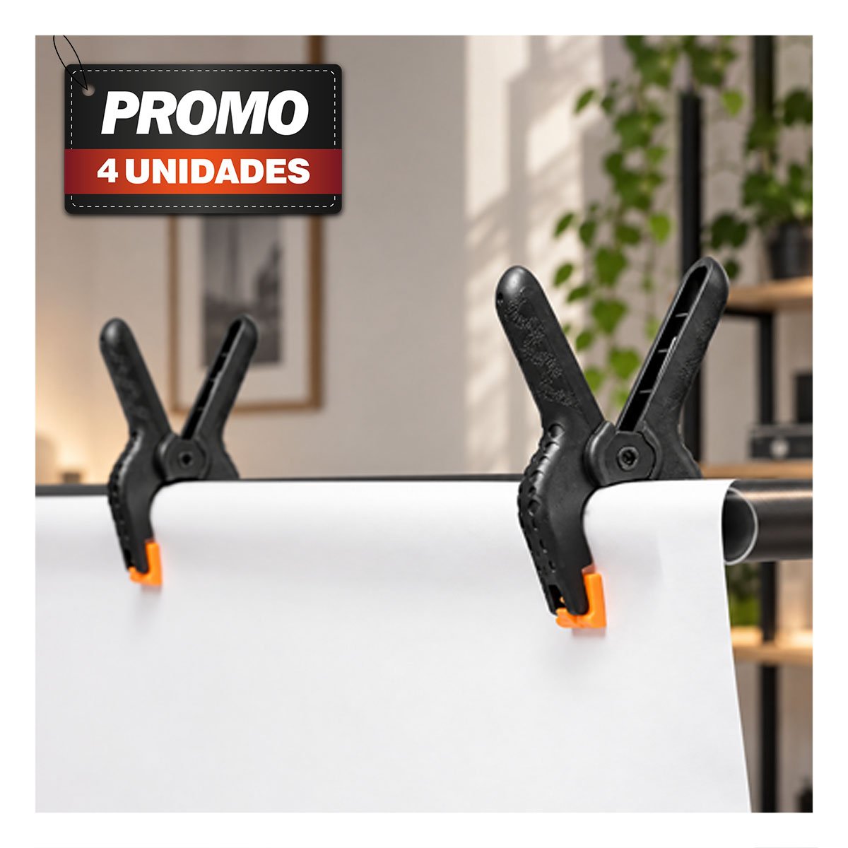 PACK4 SUJETADORES DE 6' CON PRESION PARA AGARRE NEGRO YPAPEL REGALO - 1