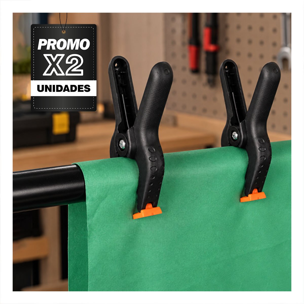PACK2 GANCHOS DE 6' PARA FIJACION CON RESORTE NEGRO YPAPEL REGALO - 1