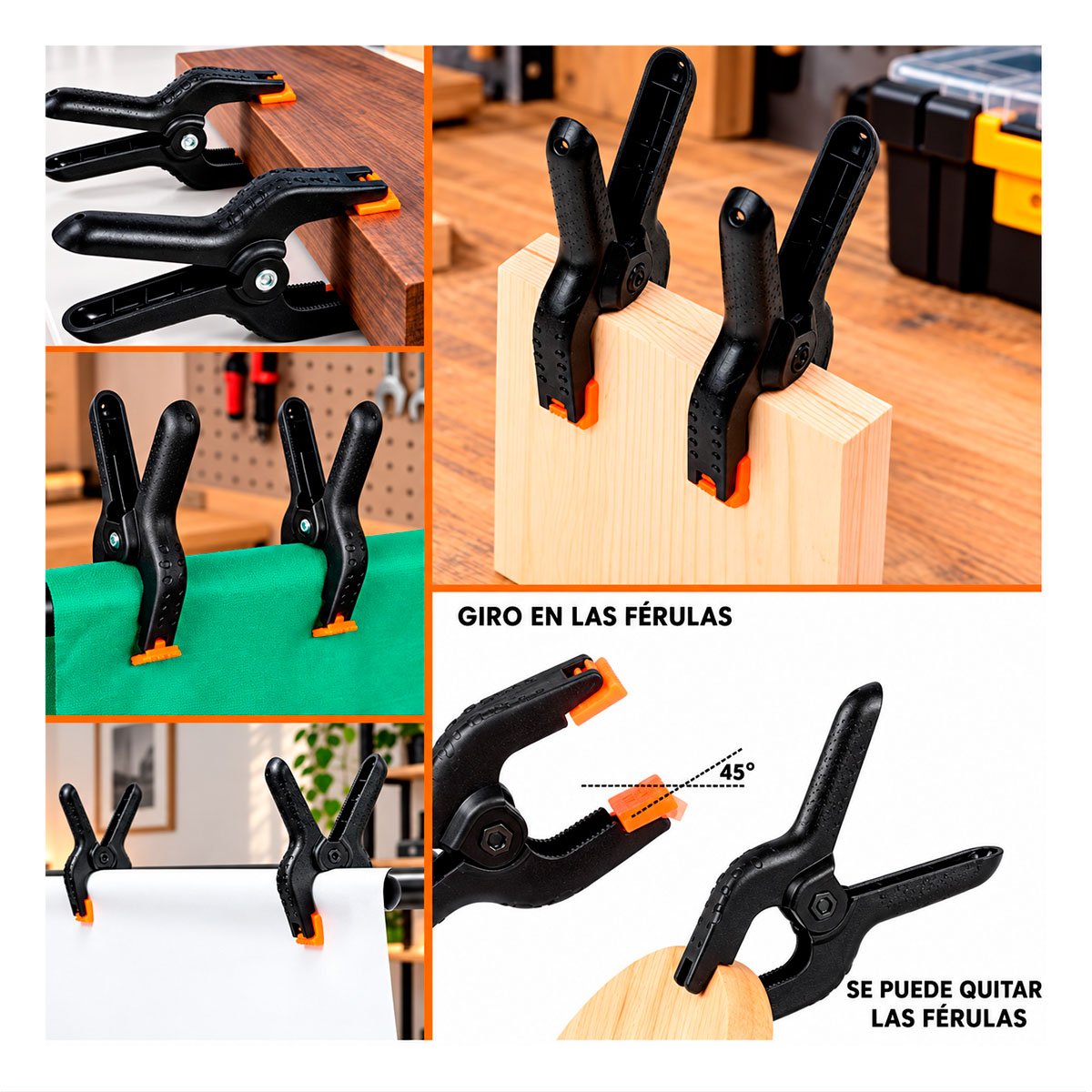 PACK4 SUJETADORES DE 6' PARA SUJECION CON RESORTE NEGRO - 4