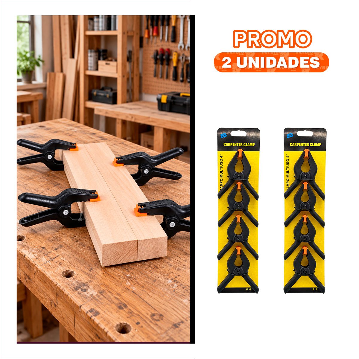 PACK2 GANCHOS DE 4' CON RESORTE PARA SUJECION NEGRO - 1