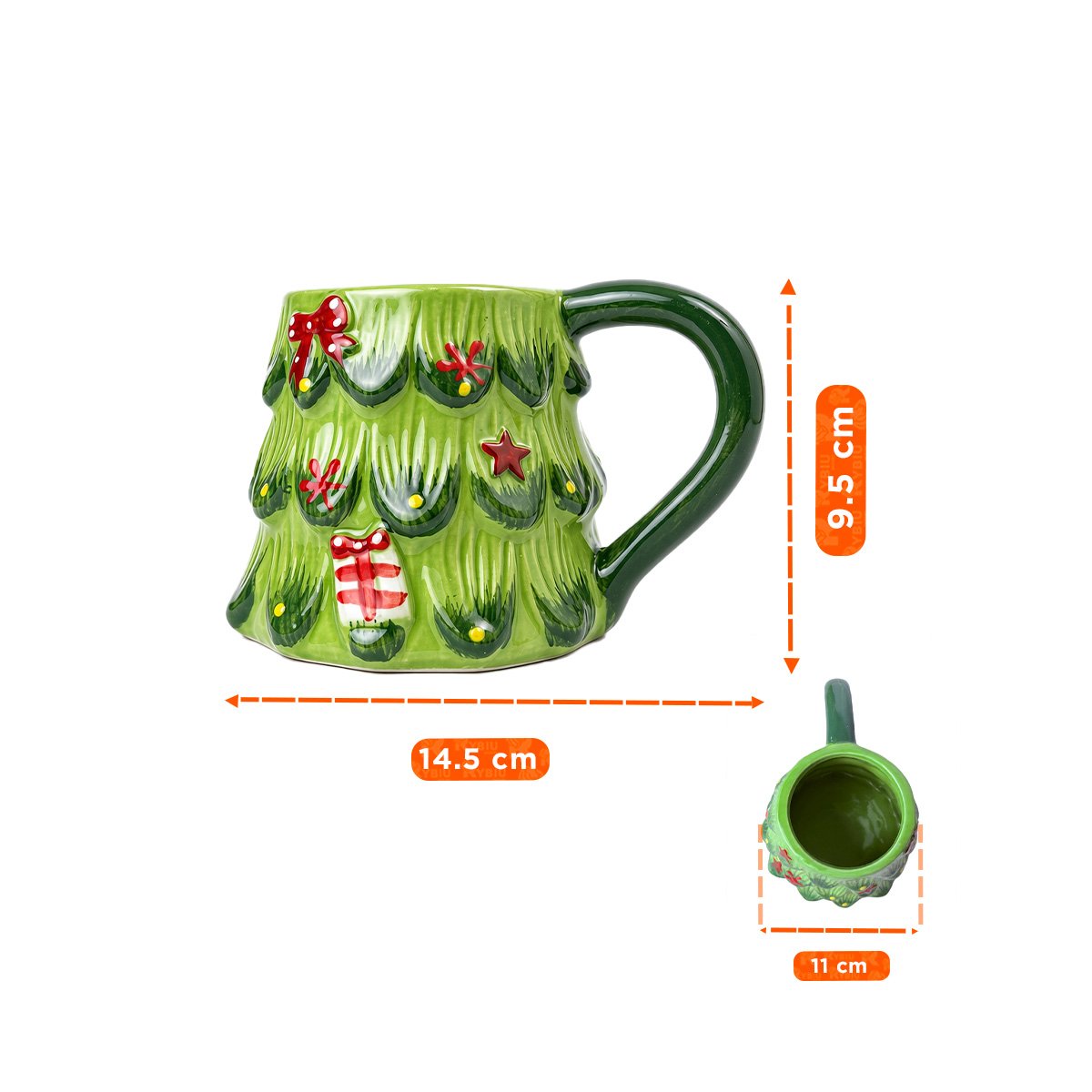 MUG FORMA ARBOL PINO VERDE 300ML FESTIVO PARA BEBIDAS CALIENTES YSTICKY - 2