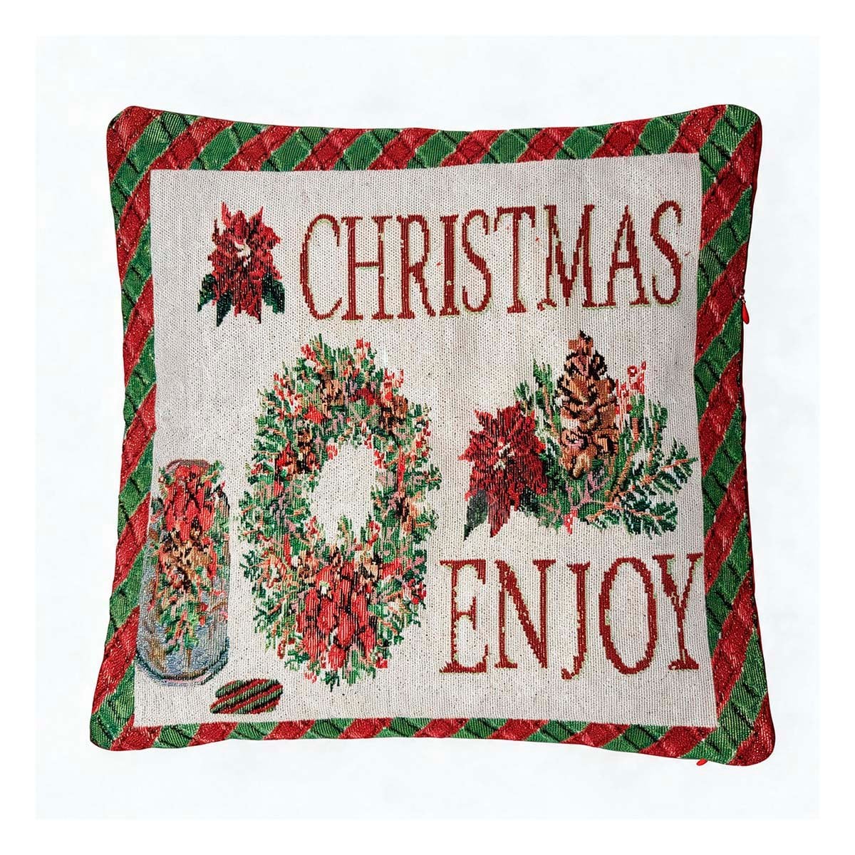 CUBIERTA DECORATIVA PARA COJIN CON DISENO ENJOY 45X45CM ROJO Y STICKY - 1