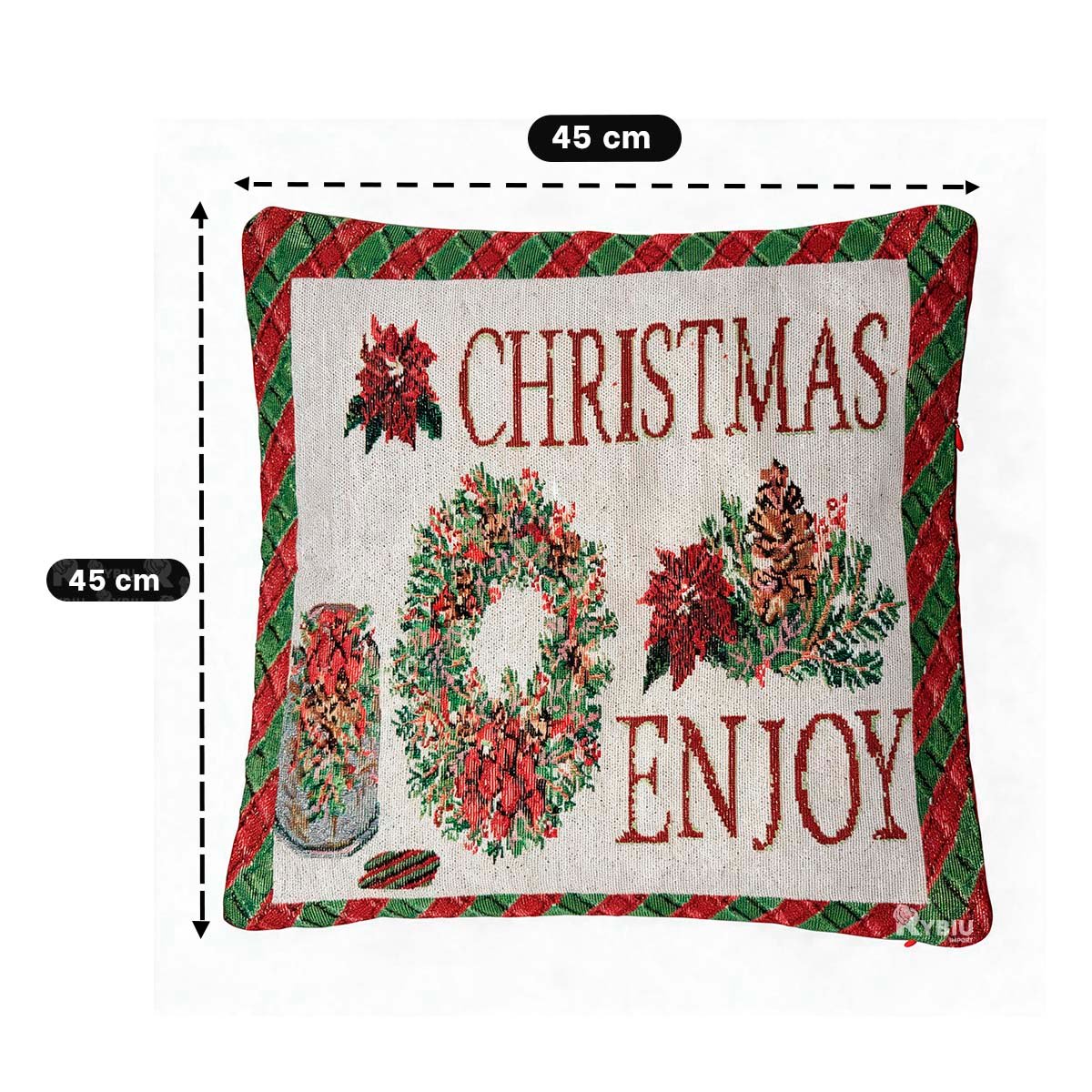 CUBIERTA DECORATIVA PARA COJIN CON DISENO ENJOY 45X45CM ROJO Y STICKY - 2