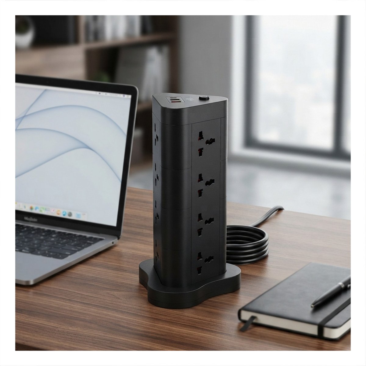EXTENSION DE 12 EN 2 PUERTOS USB 1 C NEGRO Y LIGAS REGALO - 1