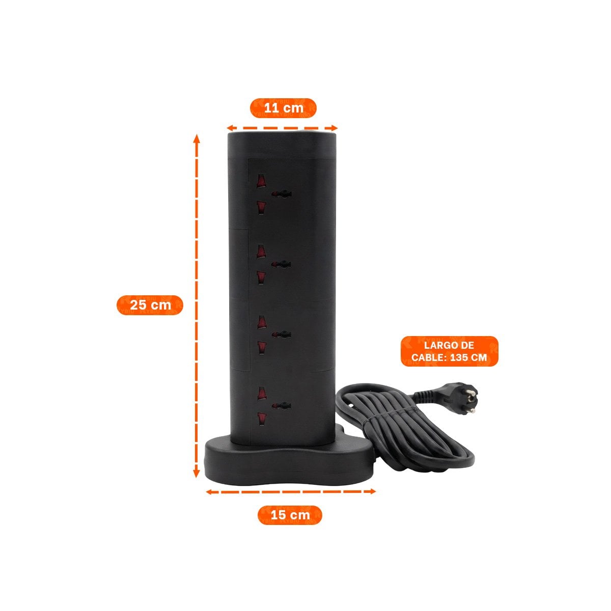 EXTENSION TRIANGULAR DE 12 PARA 2 PUERTOS USB 1 C NEGRO Y STICKY - 2