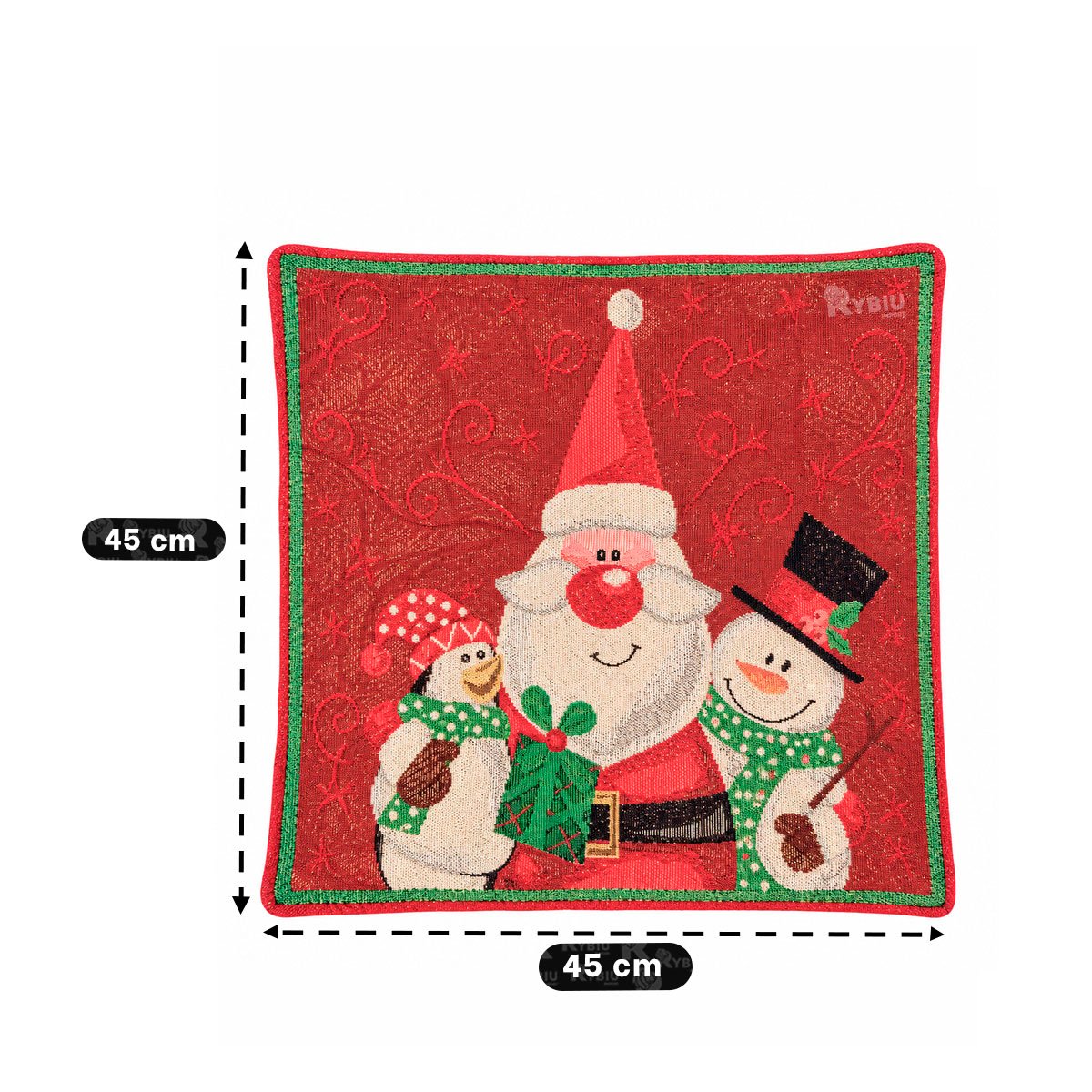 PACK4 PROTECTOR DE COJIN PARA SALA CON SANTA NIEVE PING 45X45CM ROJO YPAPEL REGALO - 4
