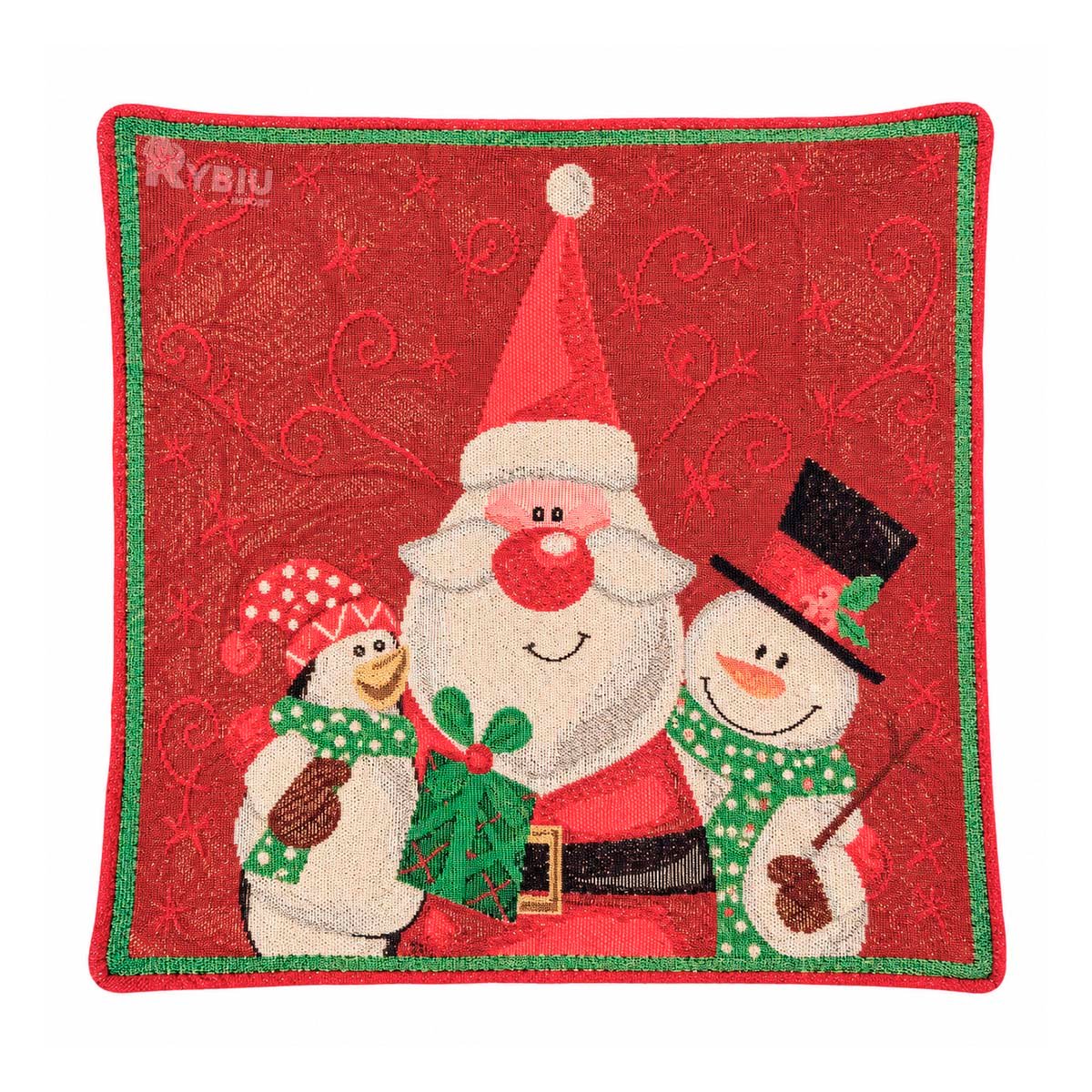 FORRO TEXTIL PARA COJIN GOBELINO CON SANTA NIEVE PING 45X45CM ROJO Y STICKY - 1