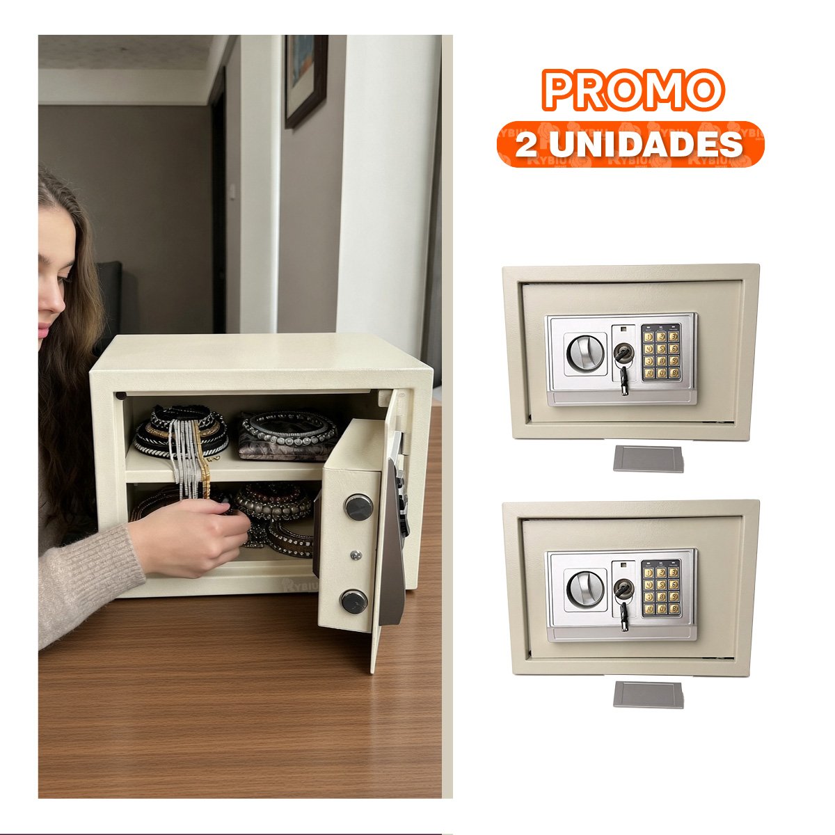 PACK2 CAJA DE ALMACENAMIENTO SEGURO EN COLOR BEIGE YPAPEL REGALO - 1