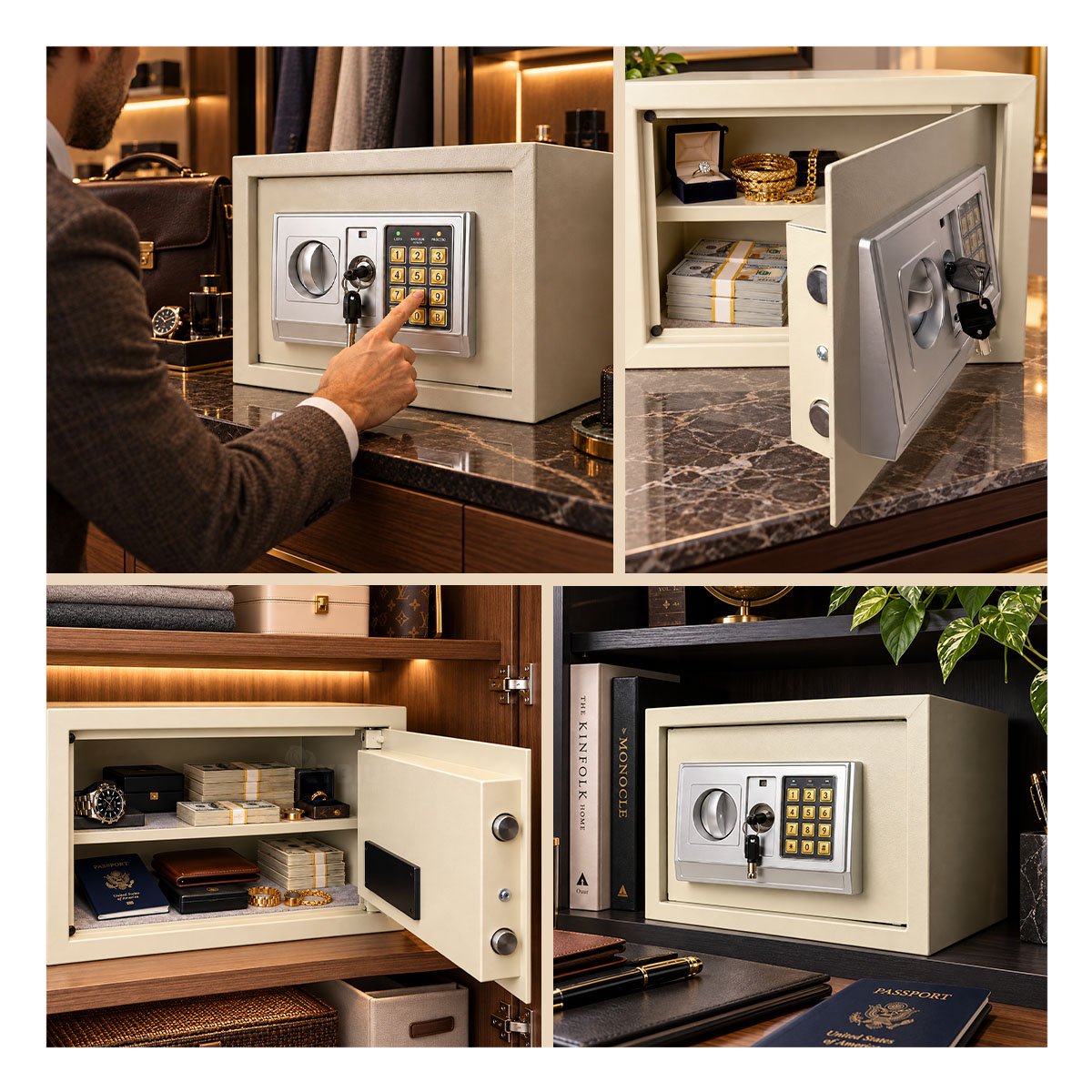 PACK2 DEPOSITO DE VALORES CON DISENO MODERNO BEIGE - 4