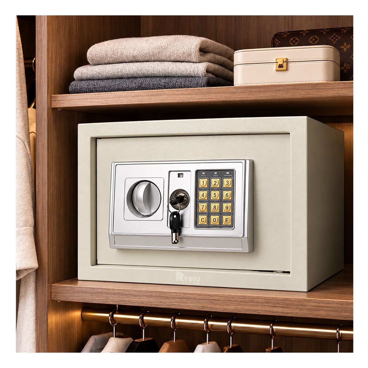COFRE DE PROTECCION CON ESTILO DISCRETO BEIGE Y LIGAS REGALO - 1