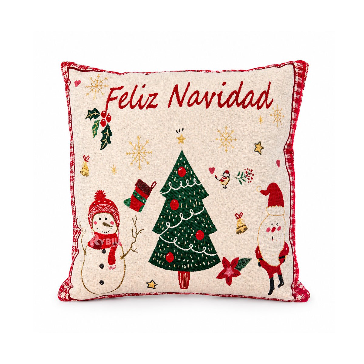 ALMOHADON DECORATIVO PARA SALA CON PINO DE NAVIDAD BEIGE Y STICKY - 1